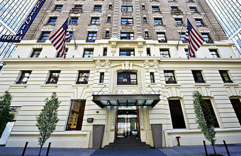 Ameritania hotel exterior on West 54th Street